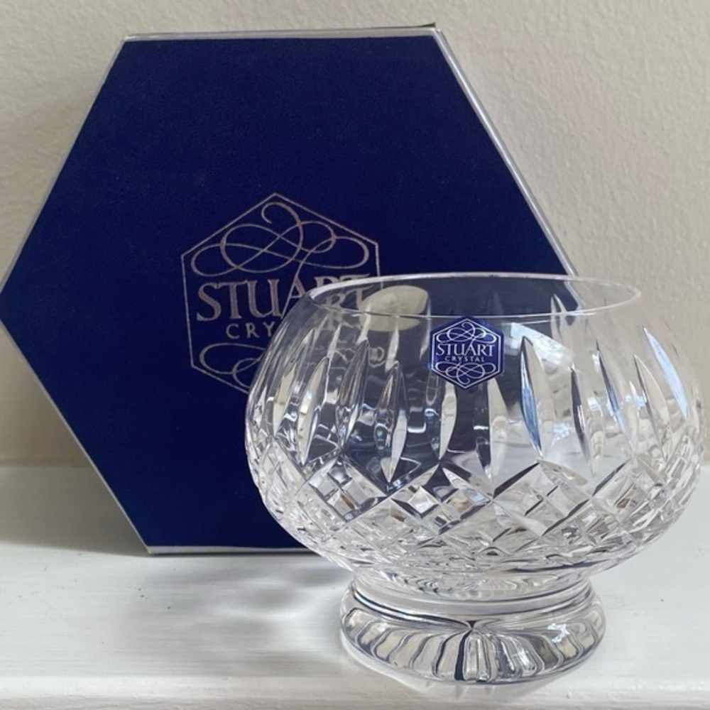 Vintage Stuart Crystal Cut Glass Candy Compote Footed Dish